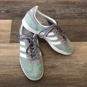 Mint green and grey gazelle adidas